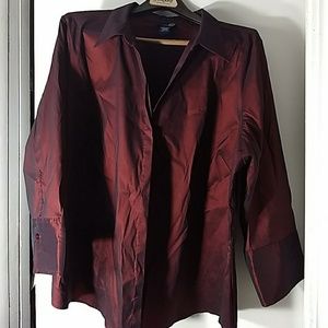 Venezia Burgundy Stretch Taffeta Shirt 22/24